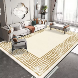 Modern Beige and Ivory Cotton Ground Carpet Squares for Residing Room Space Rugs