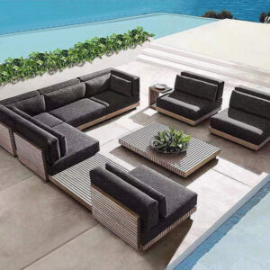 Modern Wood Lounge Couch Set for Out of doors Backyard and Villa Areas