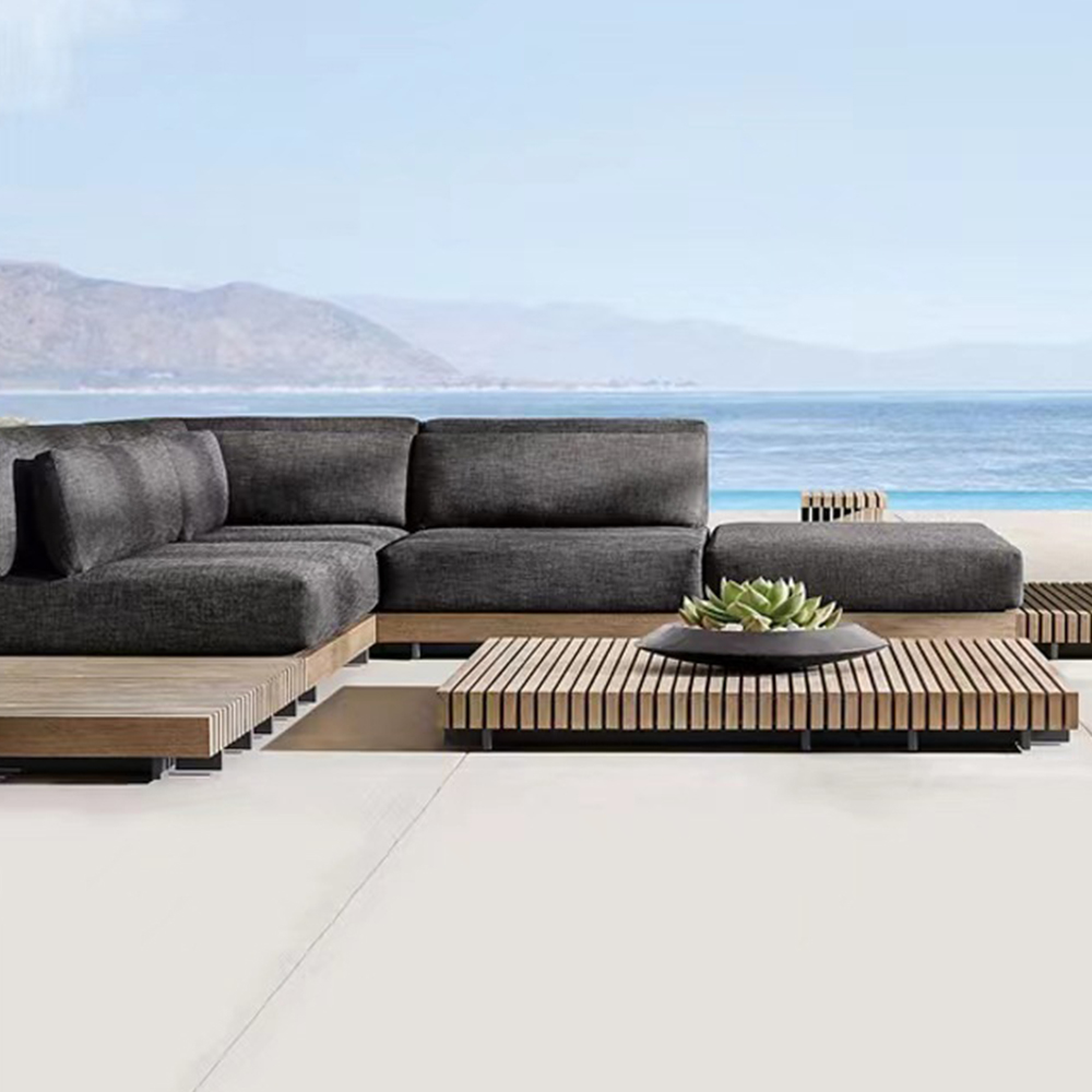 Modern Wood Lounge Couch Set for Out of doors Backyard and Villa Areas